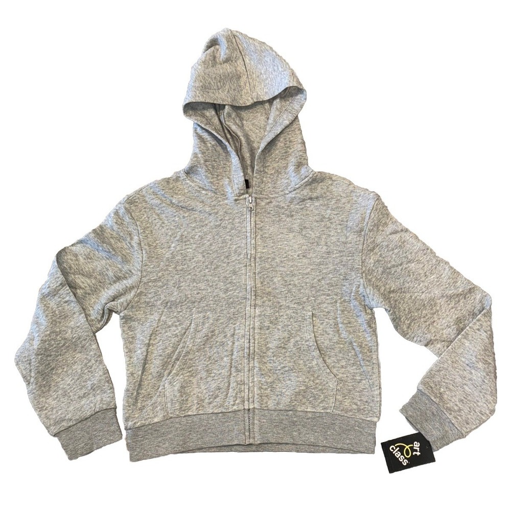 Art Class Zip Up Fleece Hoodie, Unisex XL (14)Heather Gray NWT